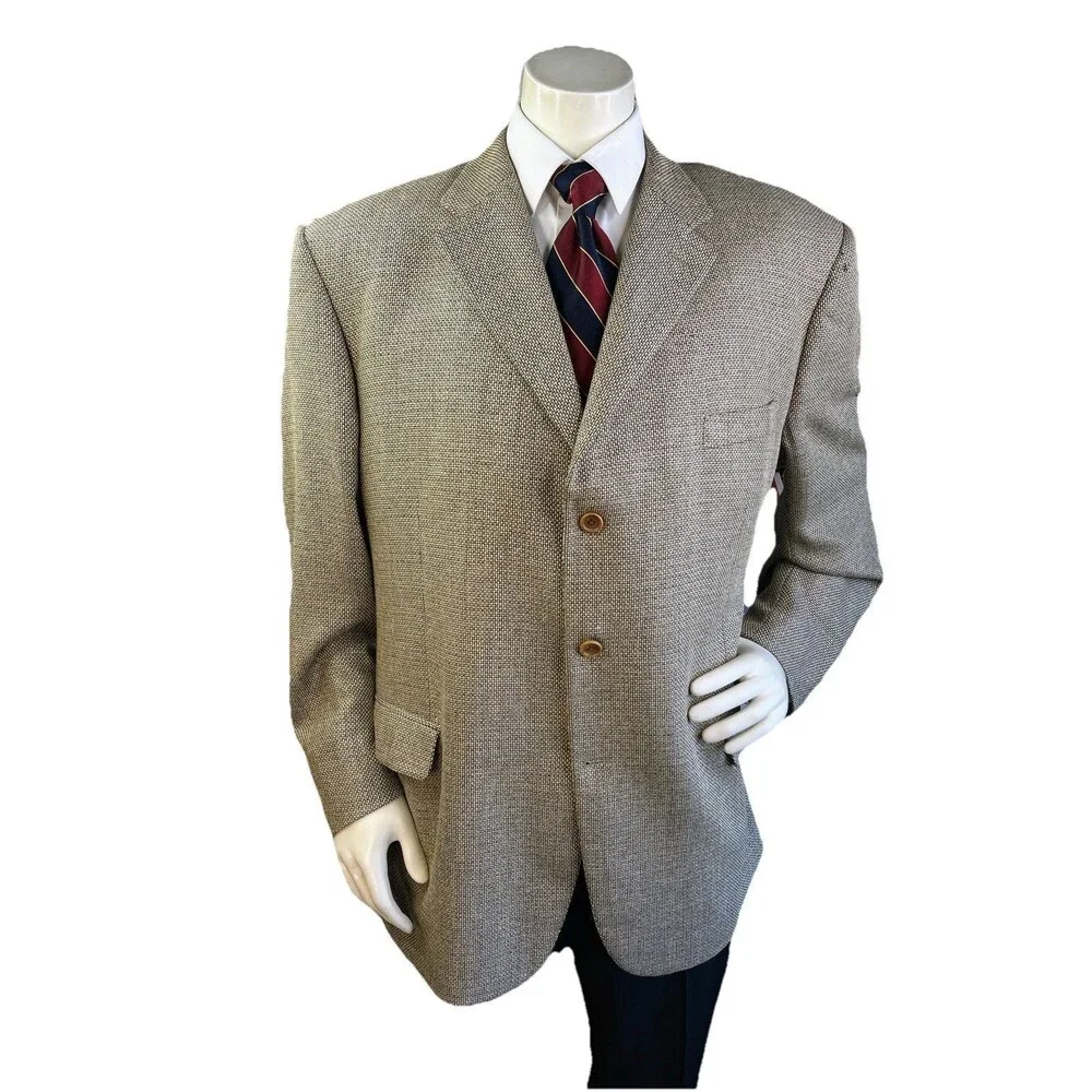 Roberto Zanieri Lanificio di Pray Italy Men 48R Hopsack Silk Wool Sport Blazer